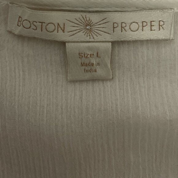 Boston Proper White Embroidered Lace Cotton Sleeveless Blouse With Scalloped Hem - Picture 8 of 8